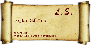 Lojka Sára névjegykártya